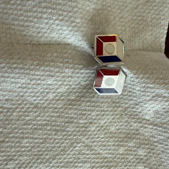 Red White Blue & Metal Dimensional Square Cufflinks - Picture 4 of 5
